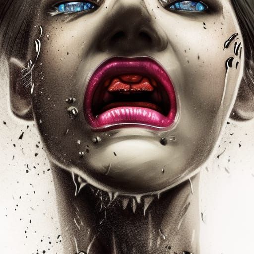Hyperrealistic Open Mouth Into Darkness: Concept Art