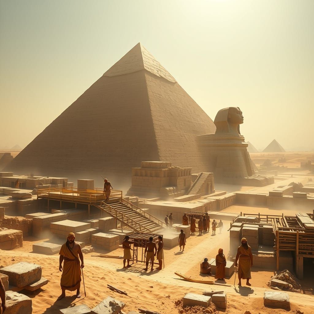 Ancient Egyptian Pyramids Rise in Golden Desert Light