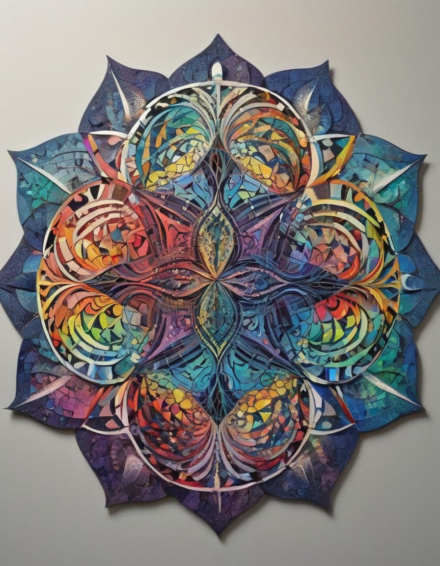 Sacred Geometry Zentangle Collage in Dreamy Cosmic Style