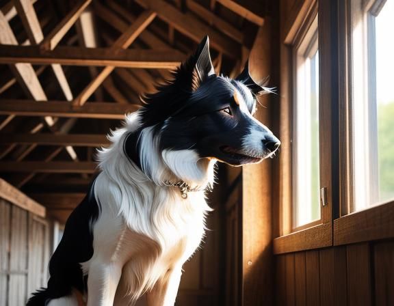 Border Collie Napping in Barn: Candid Farm Scene