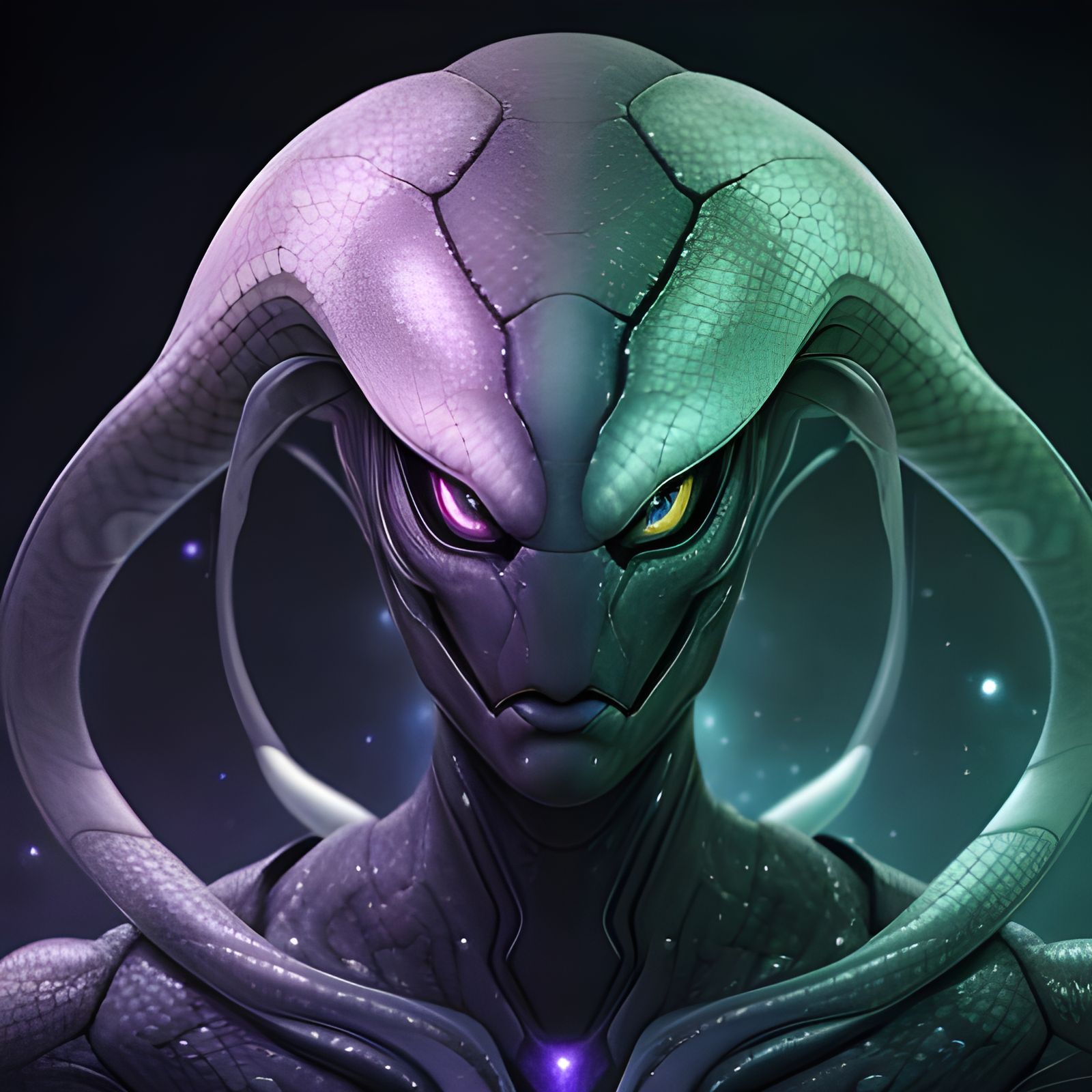 Intelligent Snake-Like Alien in Splash Art Style