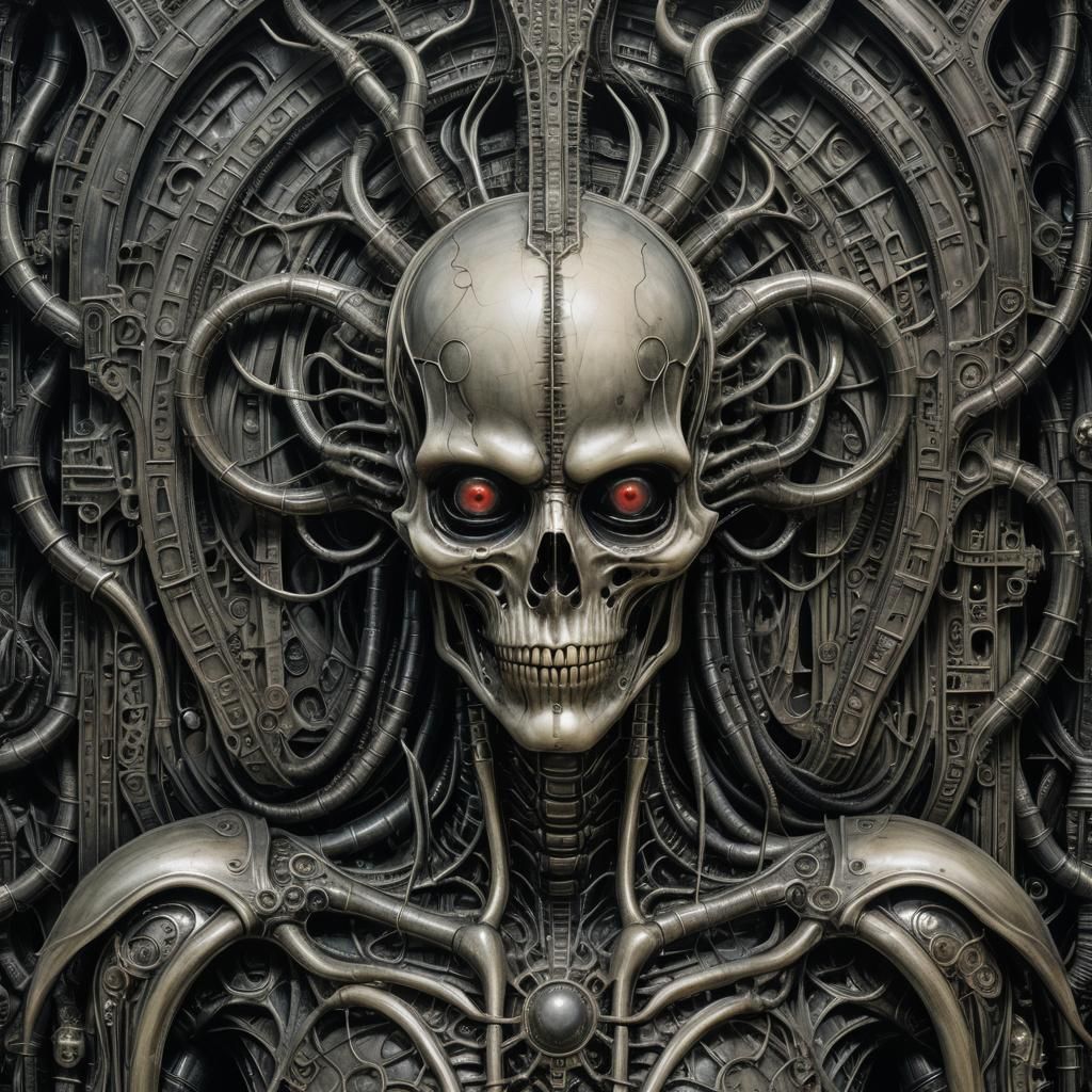 Cosmic Guardian's Treachery: A Surreal HR Giger Vision