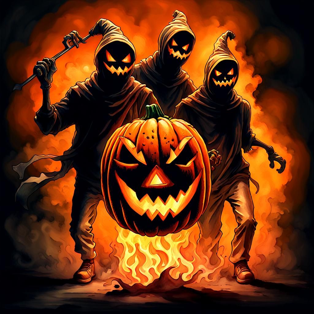 Flaming Pumpkin-Man Horror in 3D