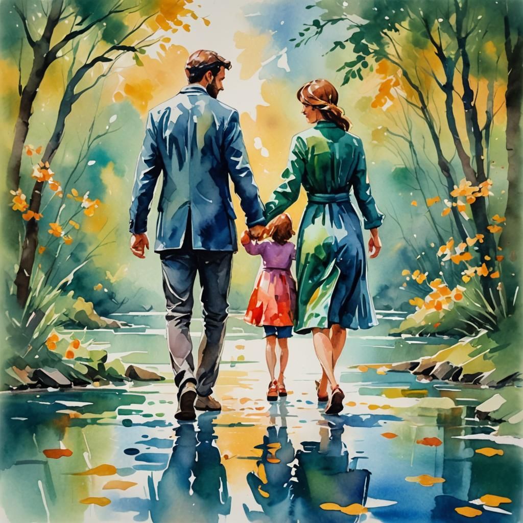 Impressionist Couple's Portrait in Gouache Style