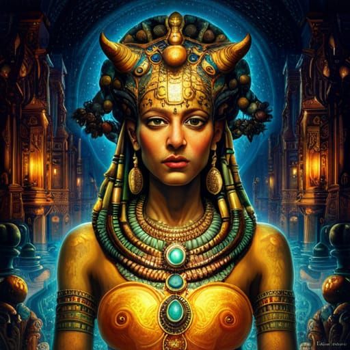 Isis: Egyptian Goddess in Intricate Digital Art