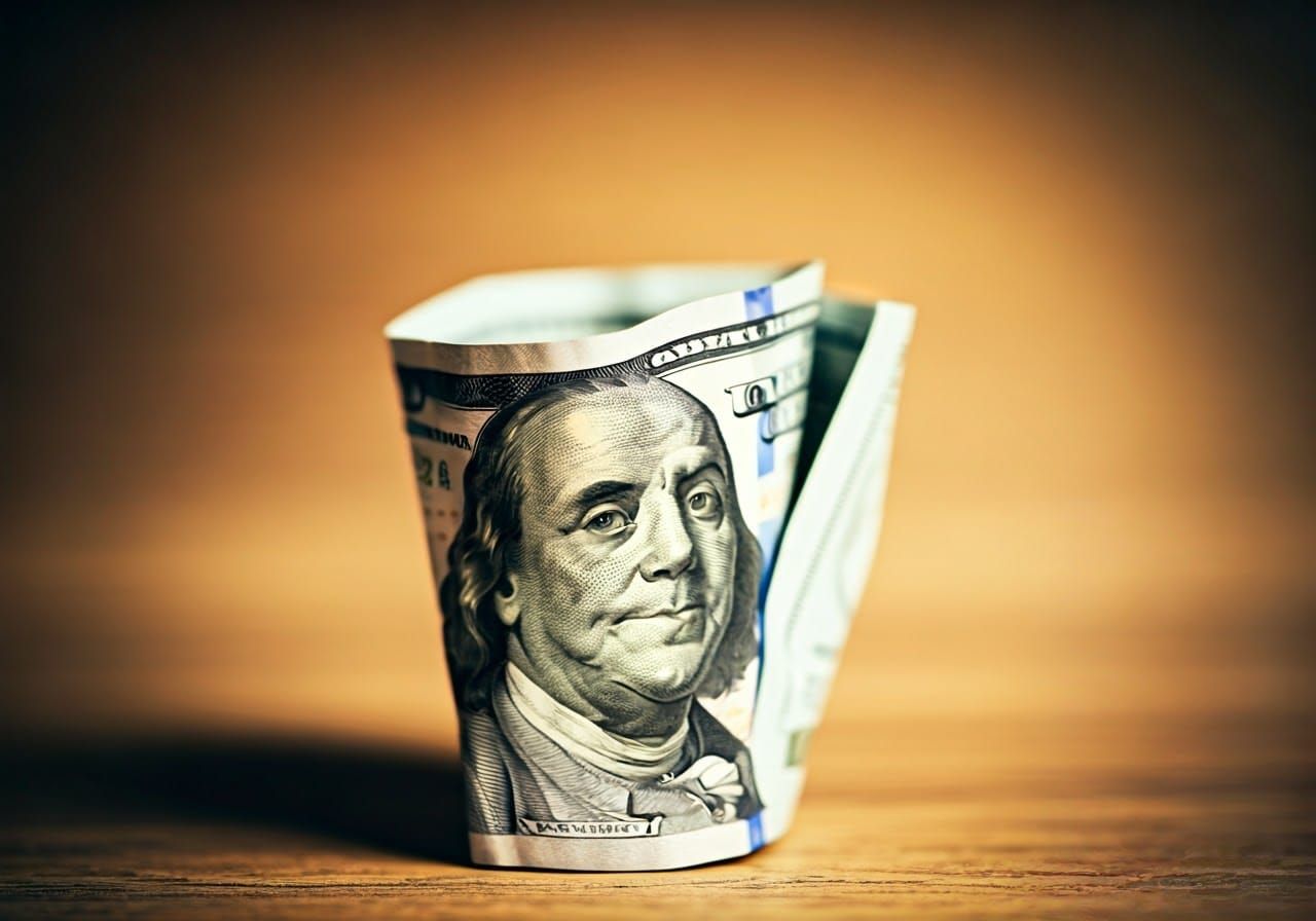 Crumpled Hundred Dollar Bill in Editorial Photography Style