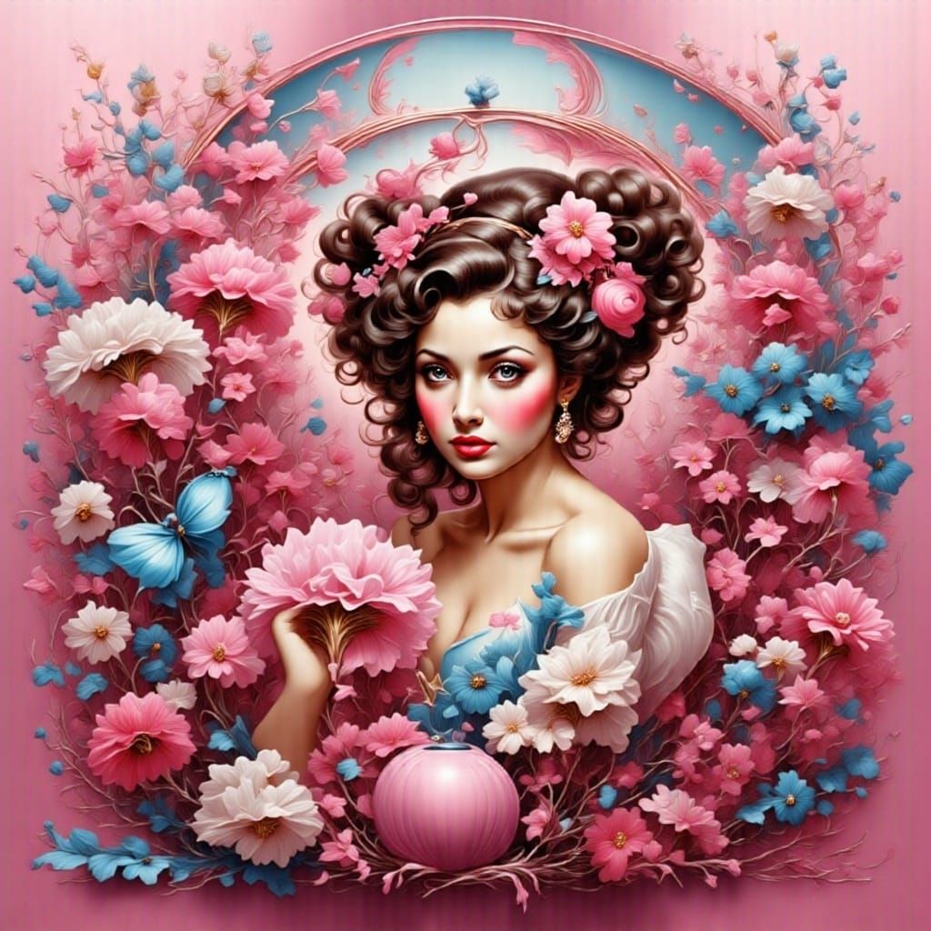 Surreal Pink and Teal Oil Painting with Melting Forms