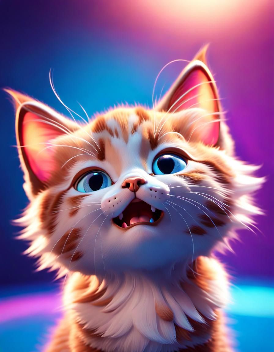 Sleepy Kitten: 3D Digital Art
