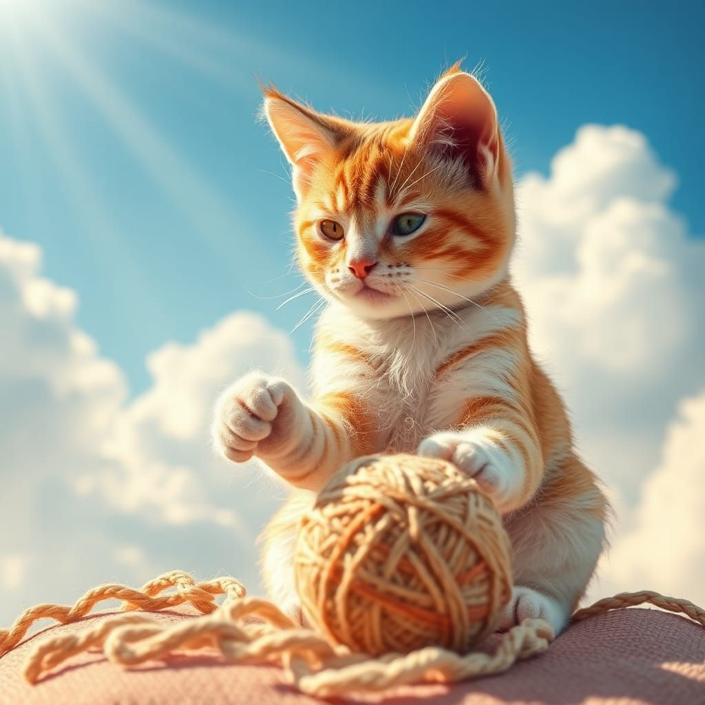 Cross-Stitched Yarn Cat in Divine Sunshine