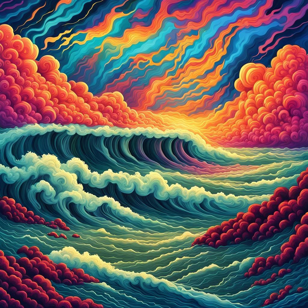 Psychedelic Storm with Electric Lightning