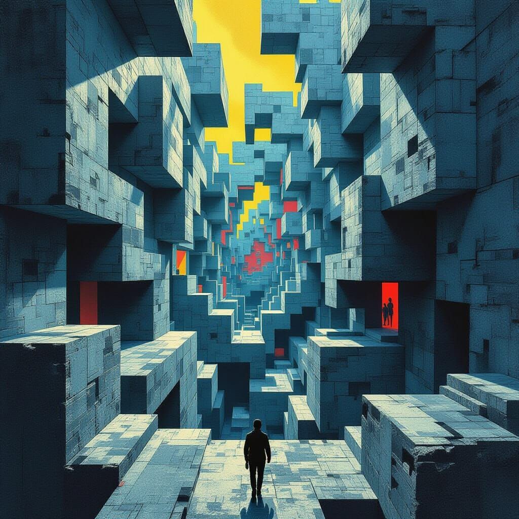 Brutalist Labyrinth: An Op Art Inspired Maze