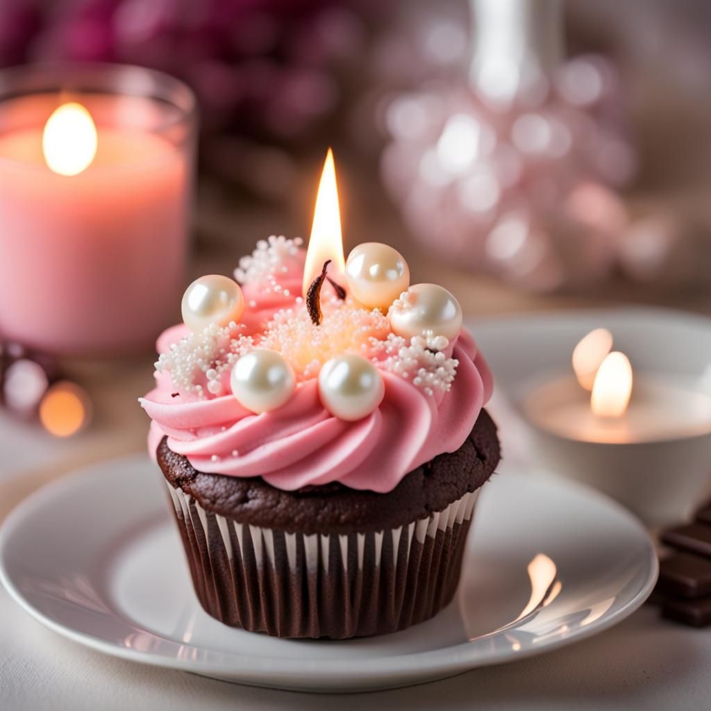 Elaborate Coconut Chocolate Cupcake with Candle