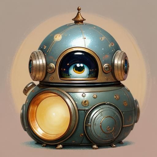Whimsical Robots with Shiny Eyes in Pastel Colors