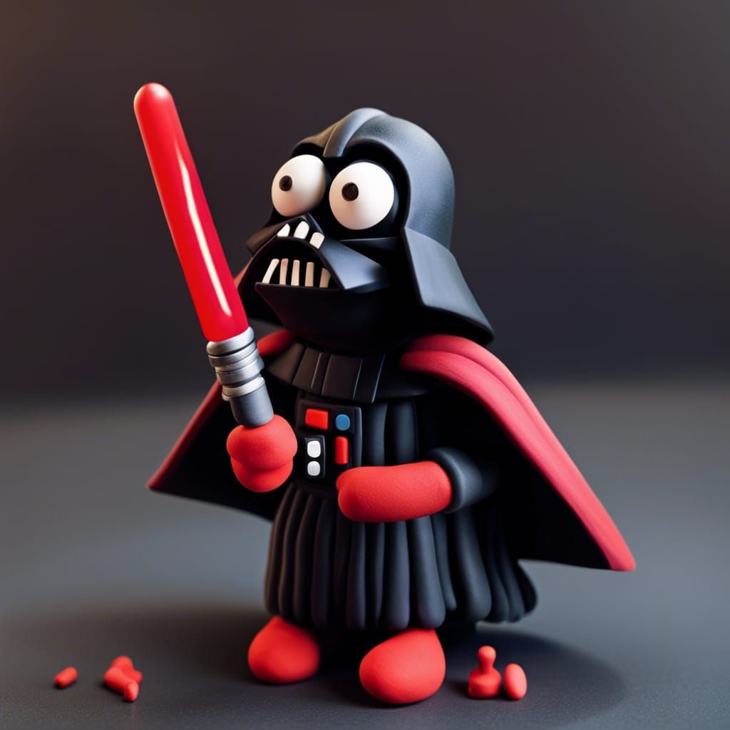 Funny Darth Vader Claymation Art in Spaceship