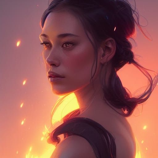 Detailed Firefly Portrait in Art Nouveau Style