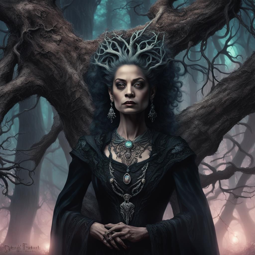 Mysterious Vampire in Dark Fantasy Forest Concept Art