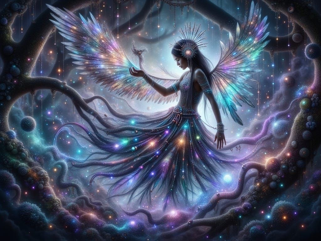 Ethereal Woodland Spirit in Mid-Transformation