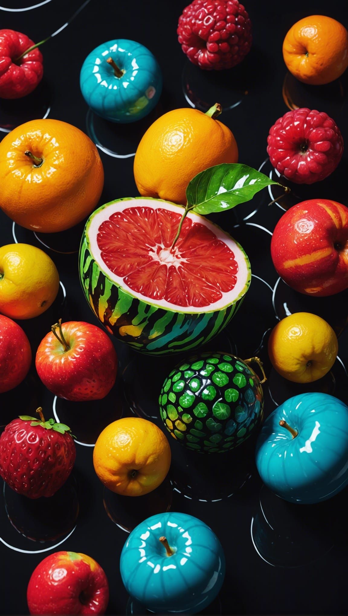 Shiny Porcelain Fruit in Neon Candy Colors