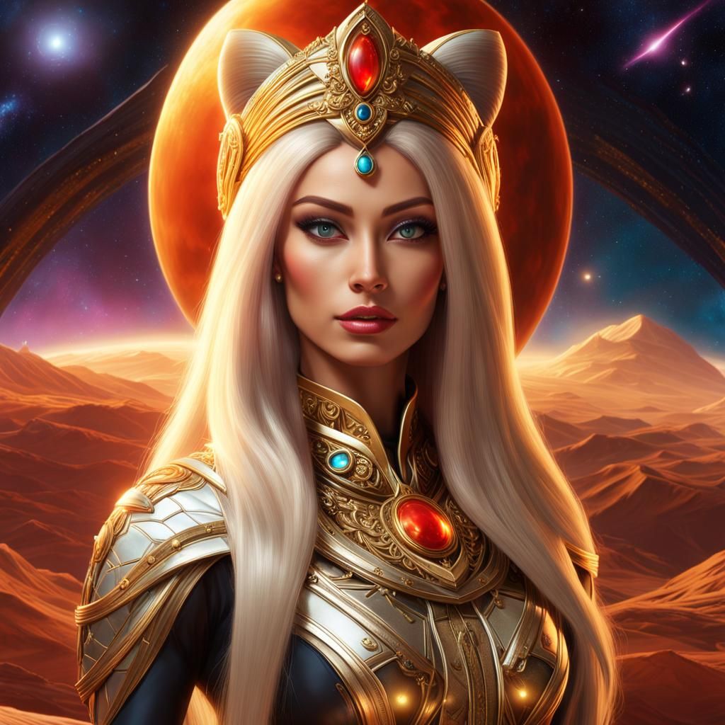 Pleiadean Queen Portrait with Cat Eyes in Unreal Engine