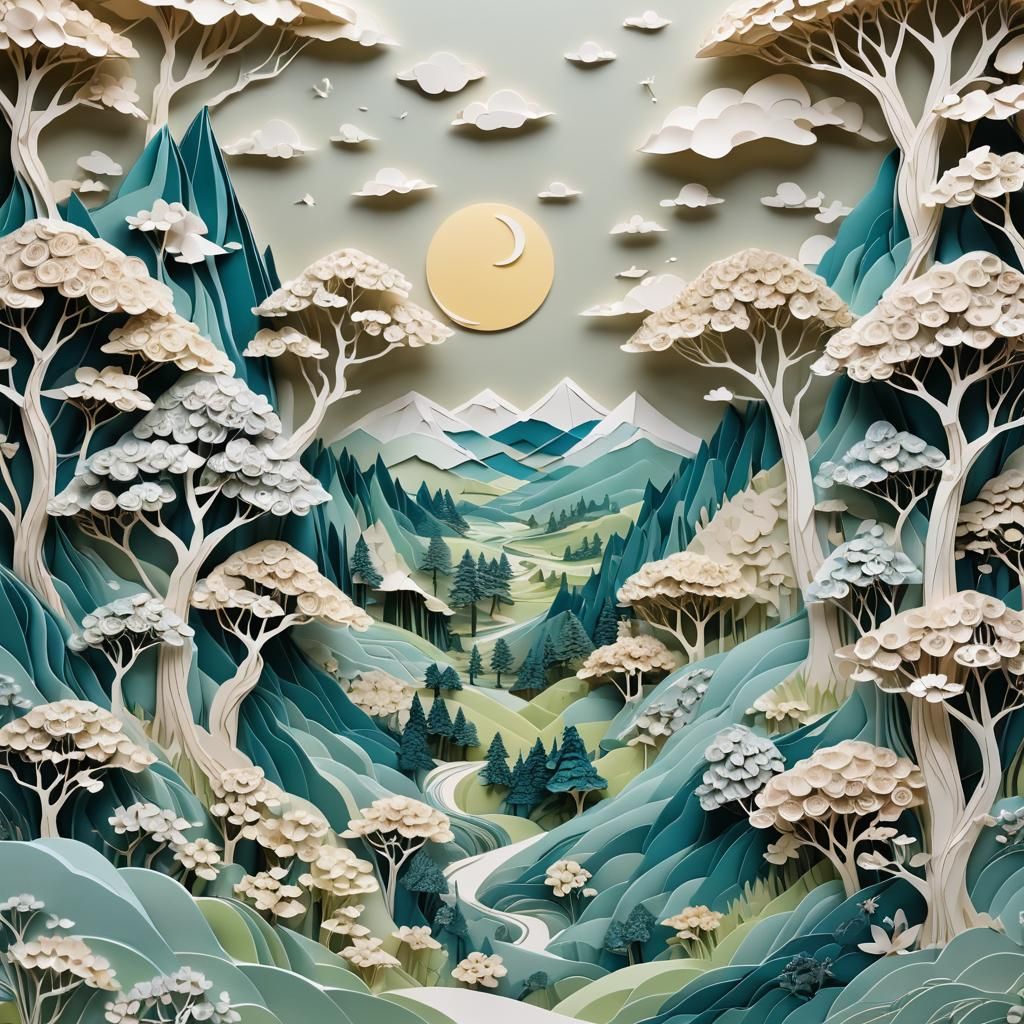 Origami Landscape in Delicate Style