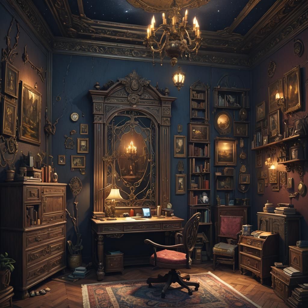 Small Furnished Room: Detailed Matte Painting