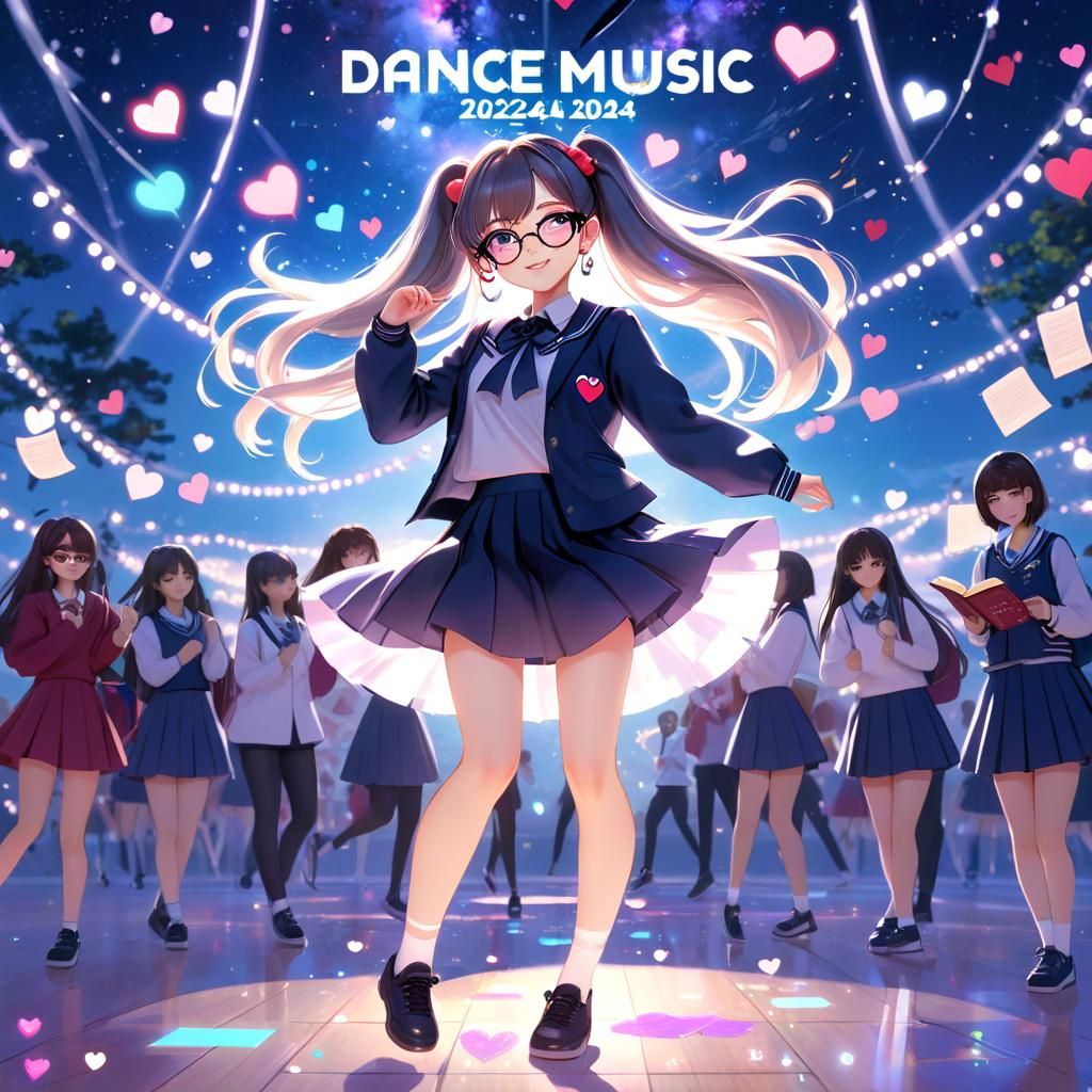 Korean Schoolgirl Dancefloor Dreamscape in Barbiecore Style