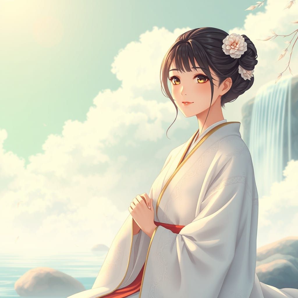Serenity in Balance: A Gentle Anime-Inspired Scene