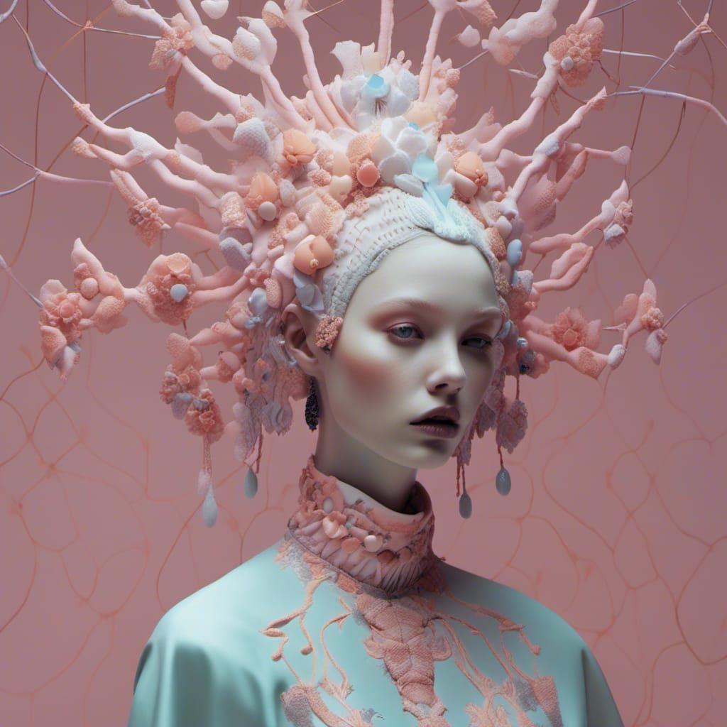 Serene Hyperrealistic Portrait in Sci-Fi Fashion, Vogue 2099