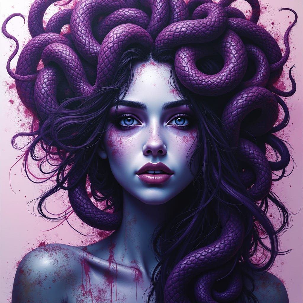 Serpentine Goddess in Vibrant Graffiti Style