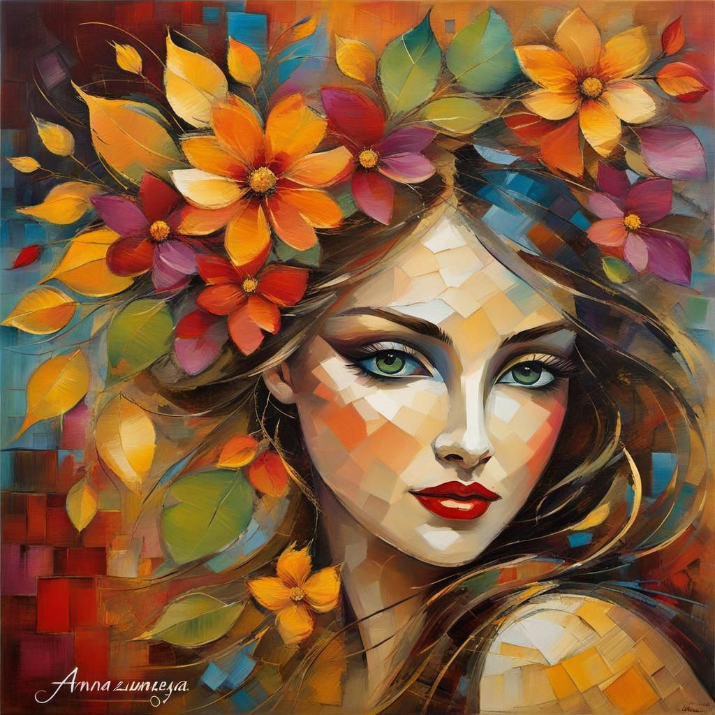 Expressionist Oil Painting with Textured Grunge Background
