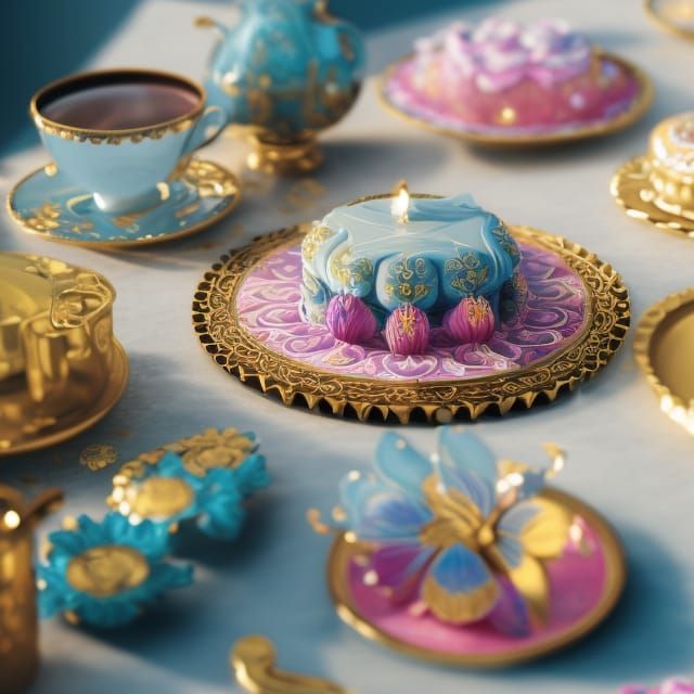 Elaborate Floral Pastries with Metallic Icing