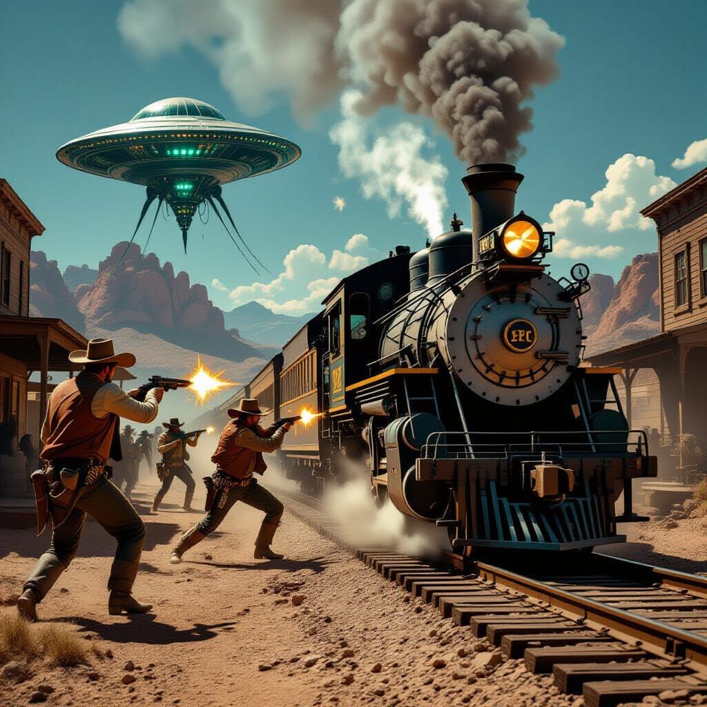 Wild West Train Robbery Meets Alien Invasion