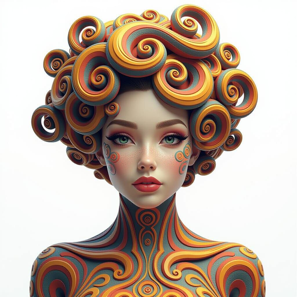 Vibrant Woman in Detailed 3D Rendered Style