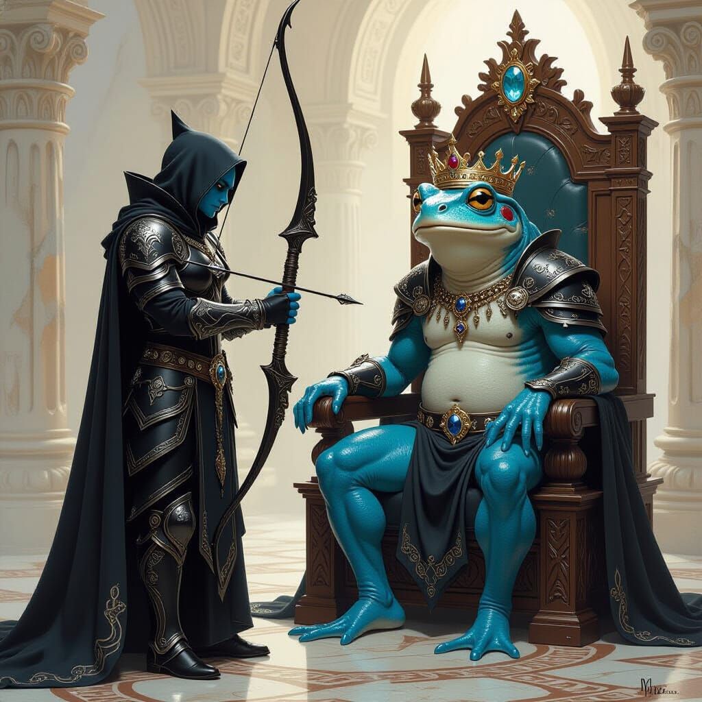 Dark Elf Bowing to Frog King