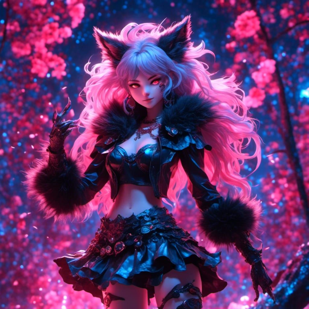 Furry Werewolf Girl in Manhwa Style