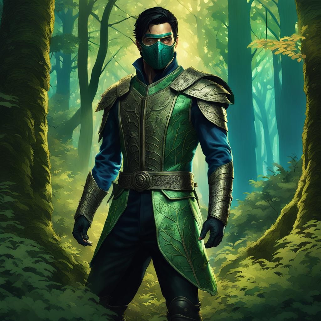 Mystical Forest Warrior in Detailed Matte Painting Style