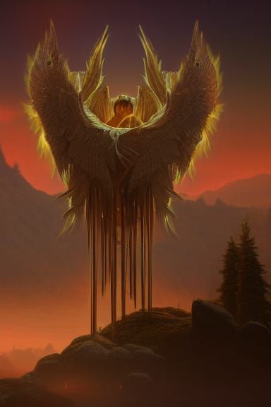 Judgement Tarot Angel with Trumpet in Ethereal Fantasy