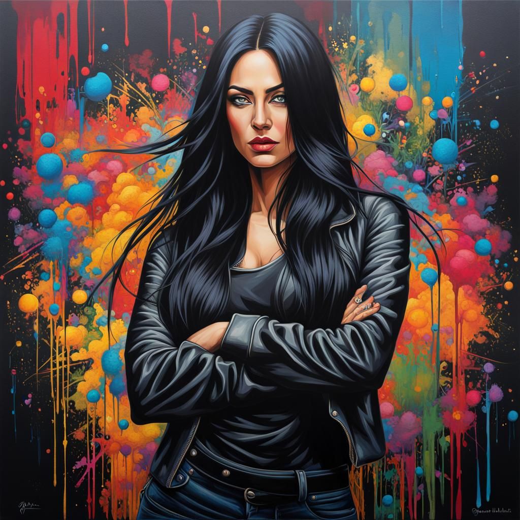 Striking Woman in Graffiti Art Style