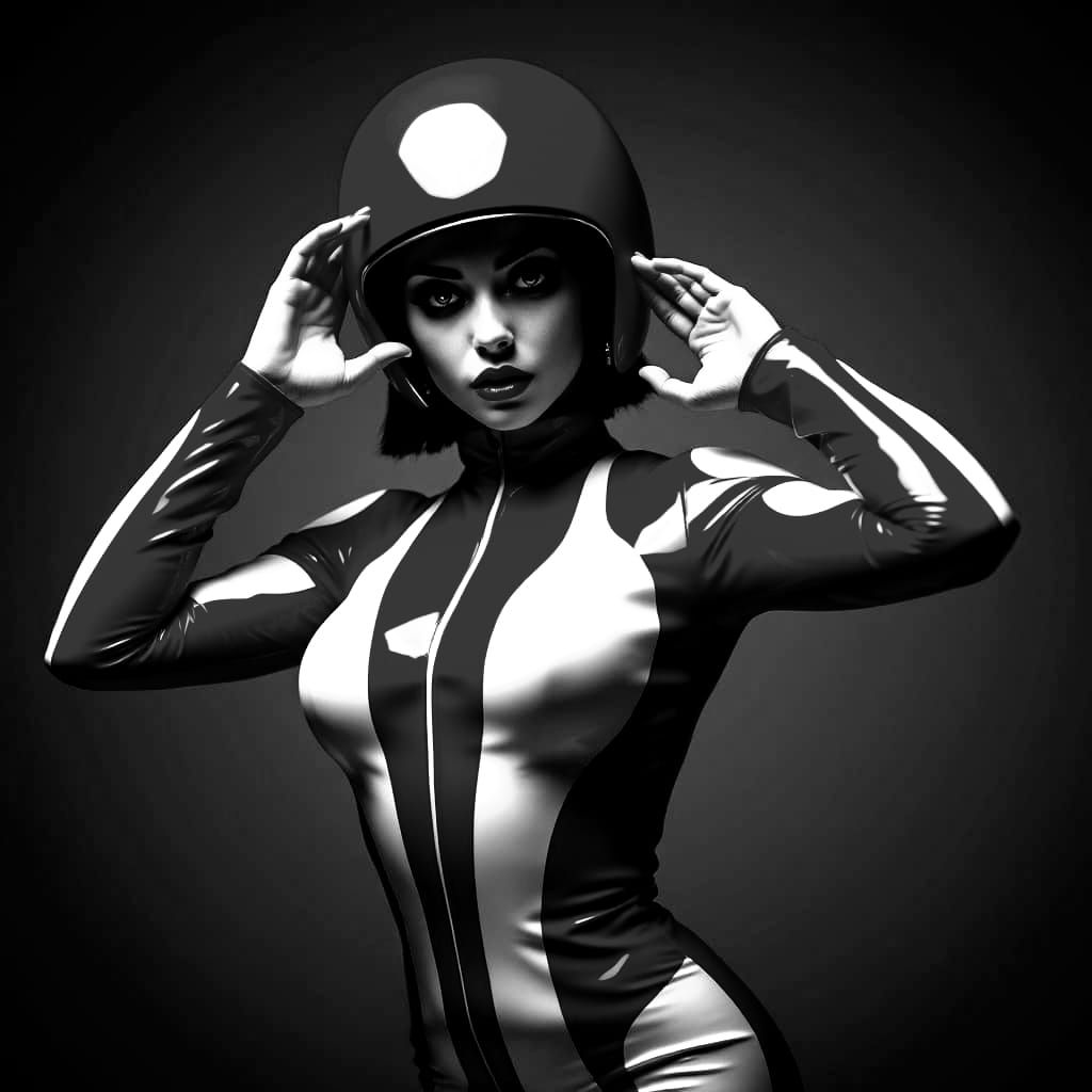 High Fashion Model in Inflatable Costume, Helmut Newton Styl...