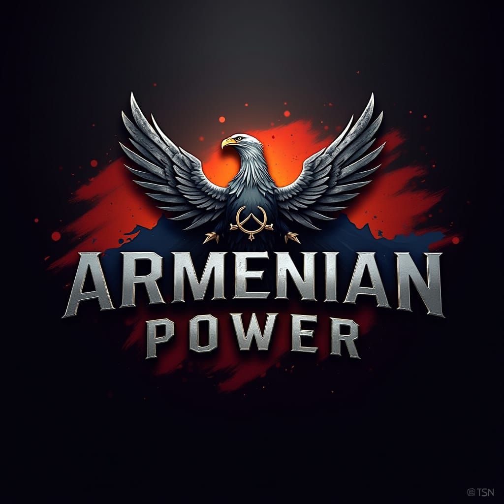 Epic Armenian Power Logo with Metallic Silver and National C...