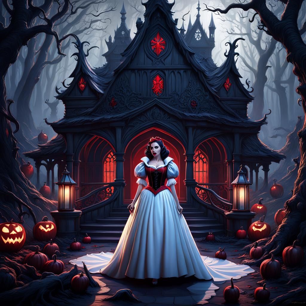 From a dark version of snow white, outside her not so cute little house and now she is a vampire