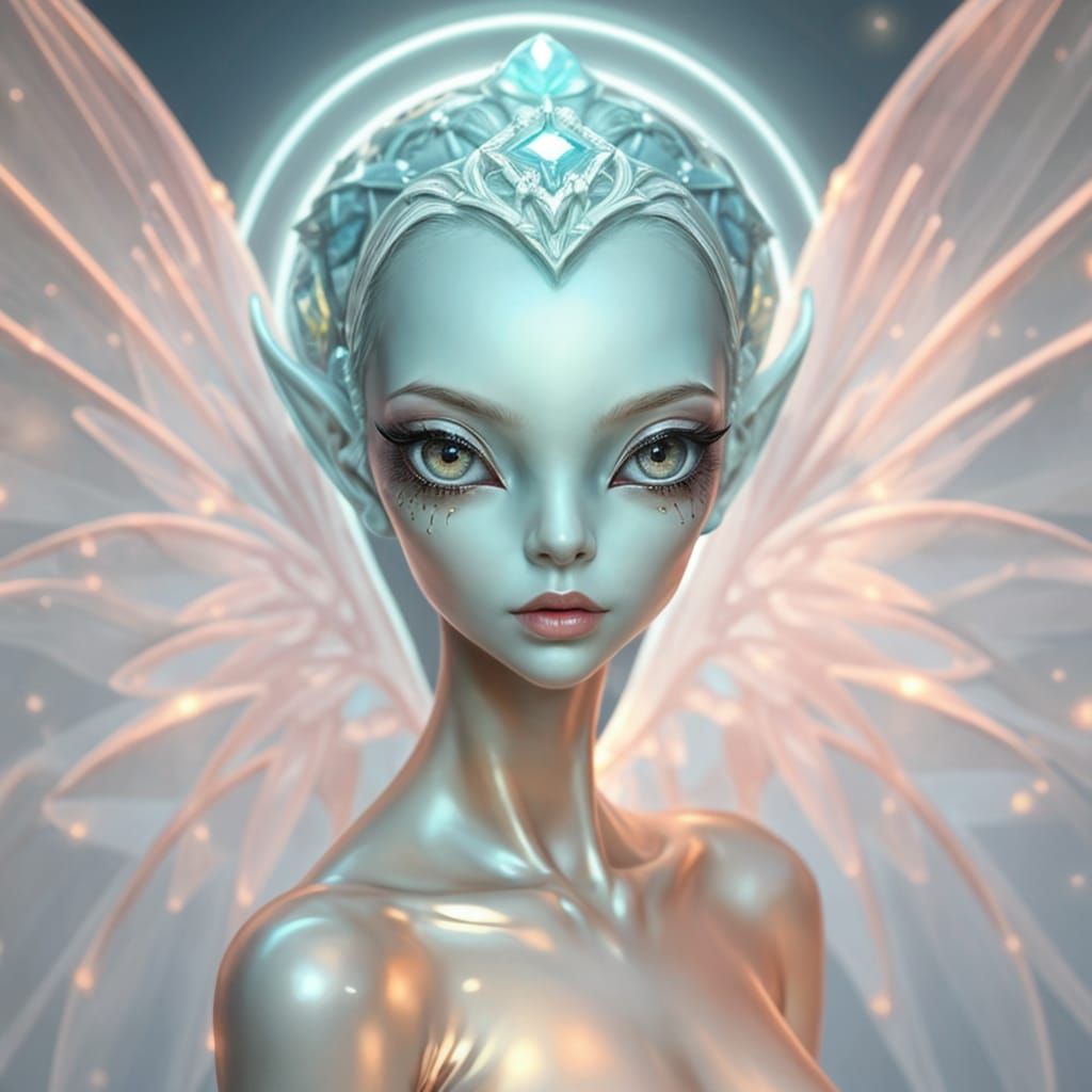 Ethereal Alien Goddess in a Floral Realm