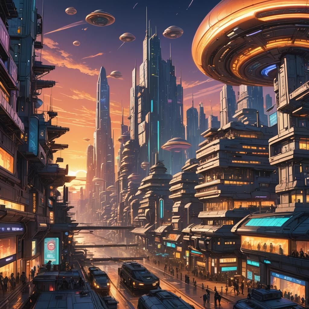 A futuristic city on a distant planet