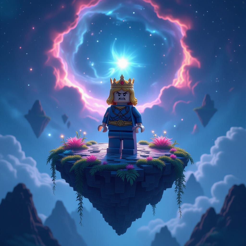 He-Man Lego Figure in Cosmic Nebula as Digital Matte Paintin...