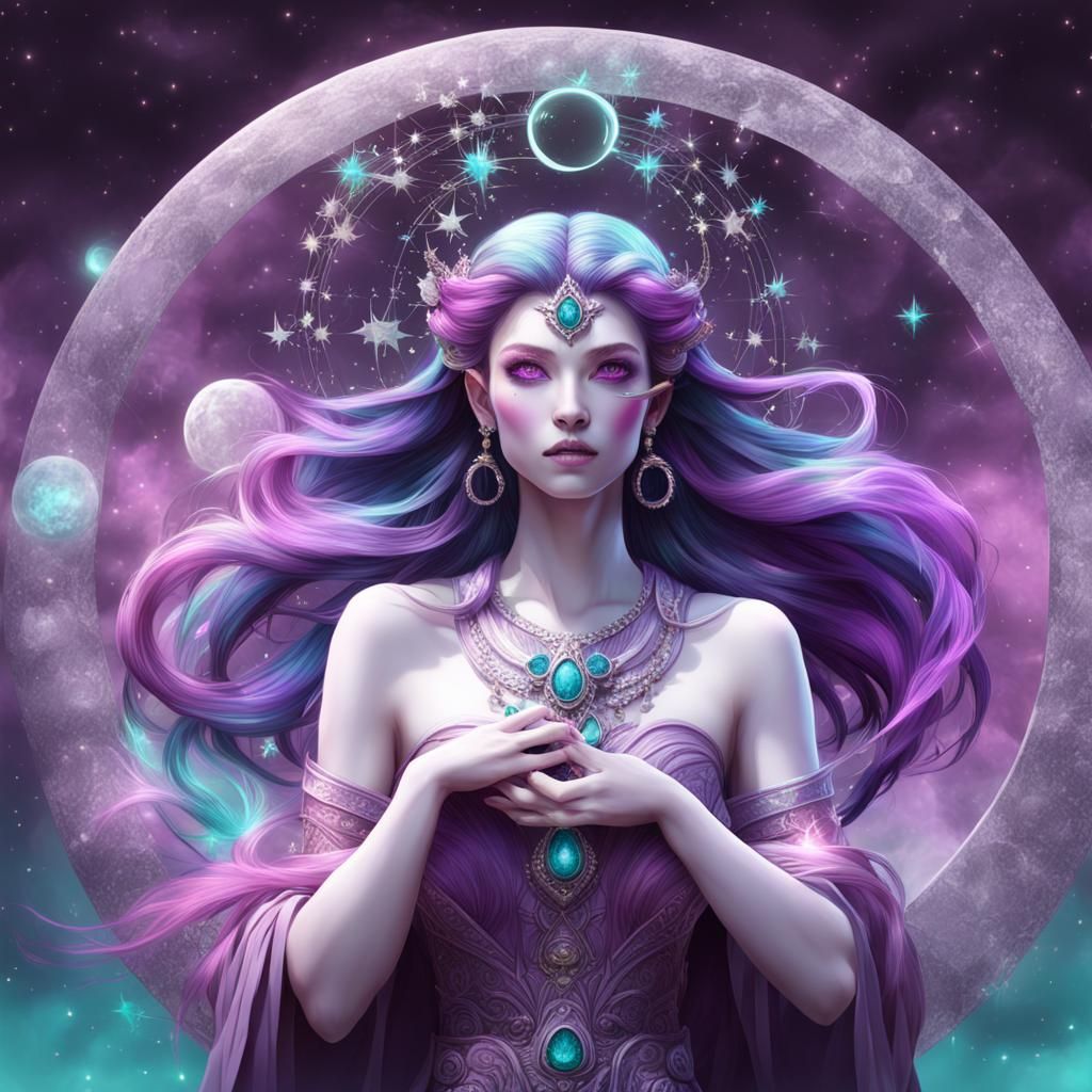 Celestial Sorceress Weaver of Dreams in Stardust