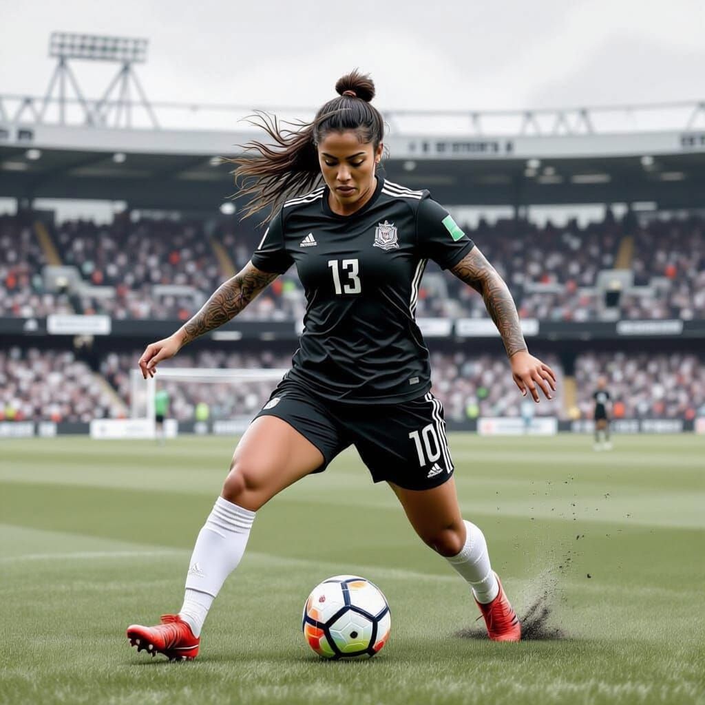 Maori Soccer Star Plays for Newcastle United in Charcoal Dra...