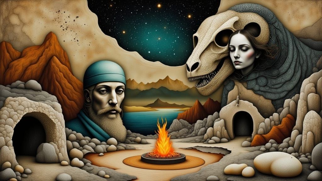 Primal Awakening: Surreal Cave Art and Artifacts