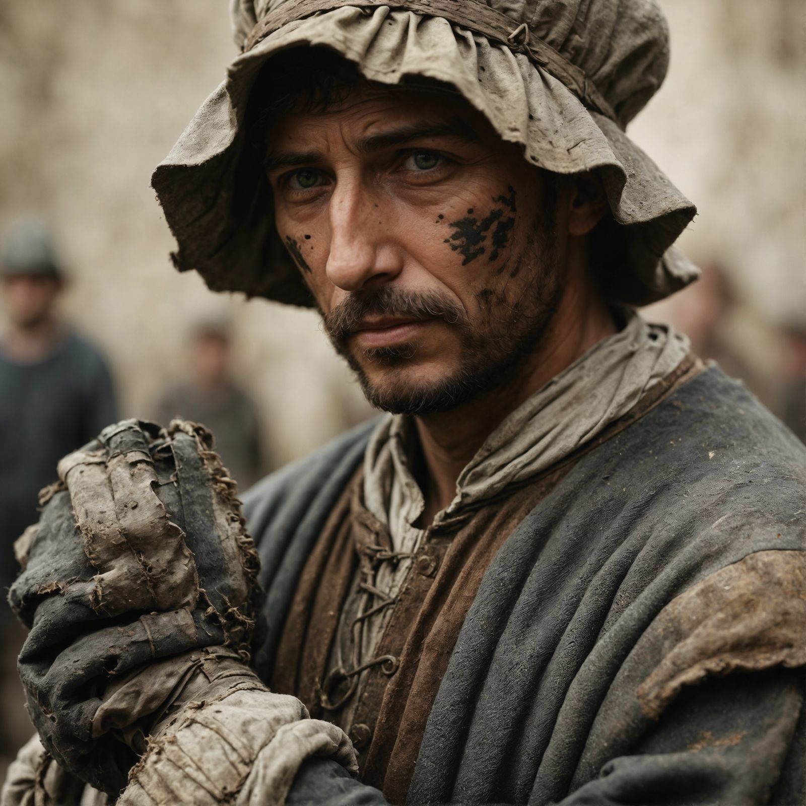 Detailed Close-Up of Medieval Worker