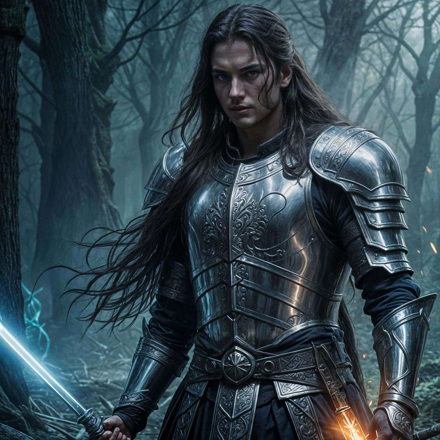 Holy Warrior in Gleaming Armor Portrait