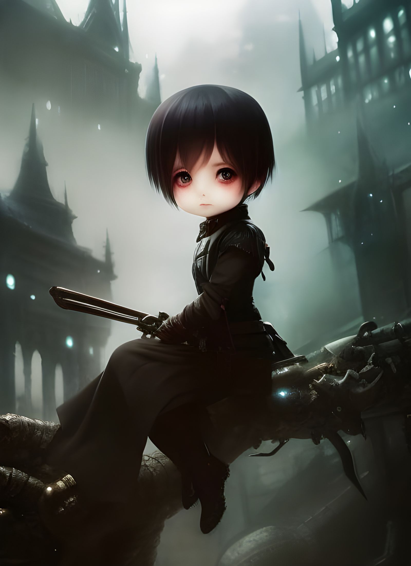 Kawaii Chibi Devil in Watercolor Style